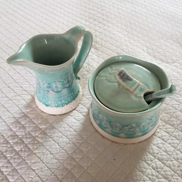 Anthropologie | (2) Old Havana Creamer & Sugar Bowl With Spoon Set - Picture 1 of 9